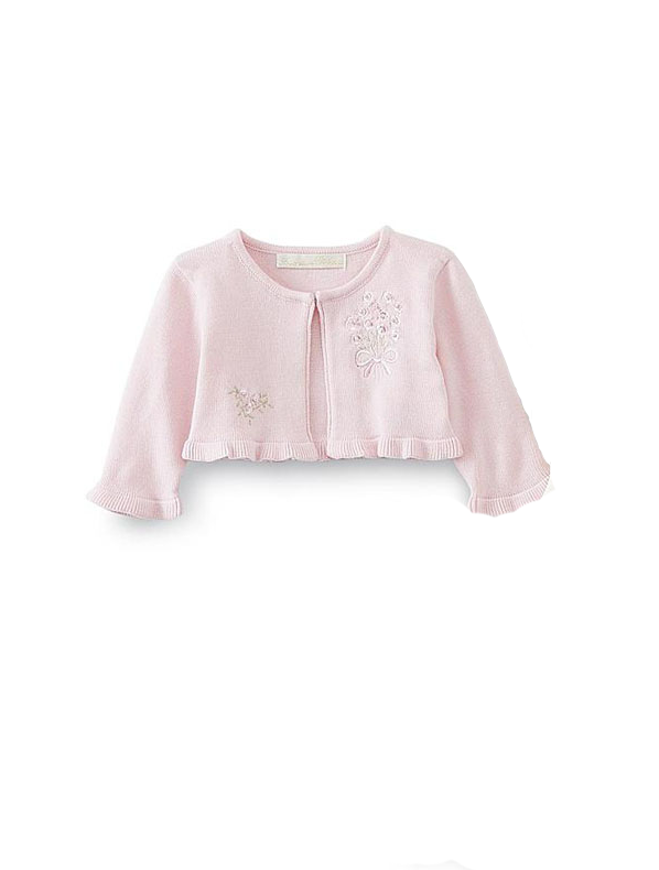 Saco rosa con flores bordadas