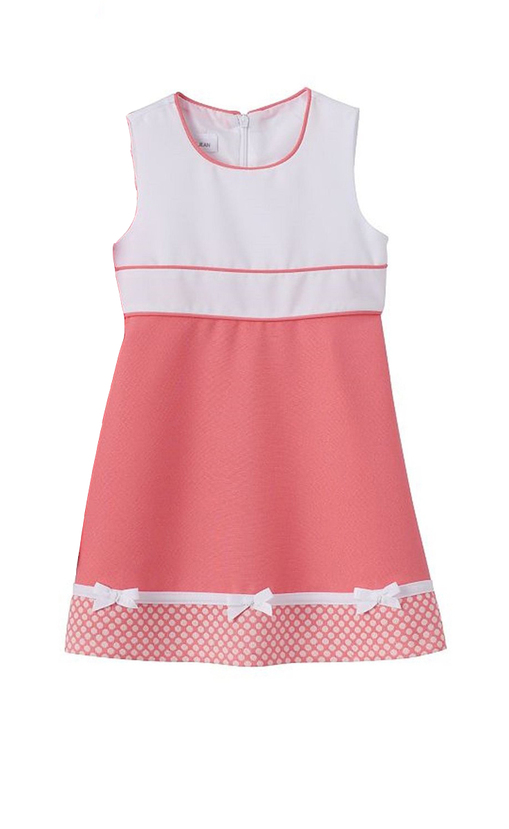 Vestido con top blanco y falda coral