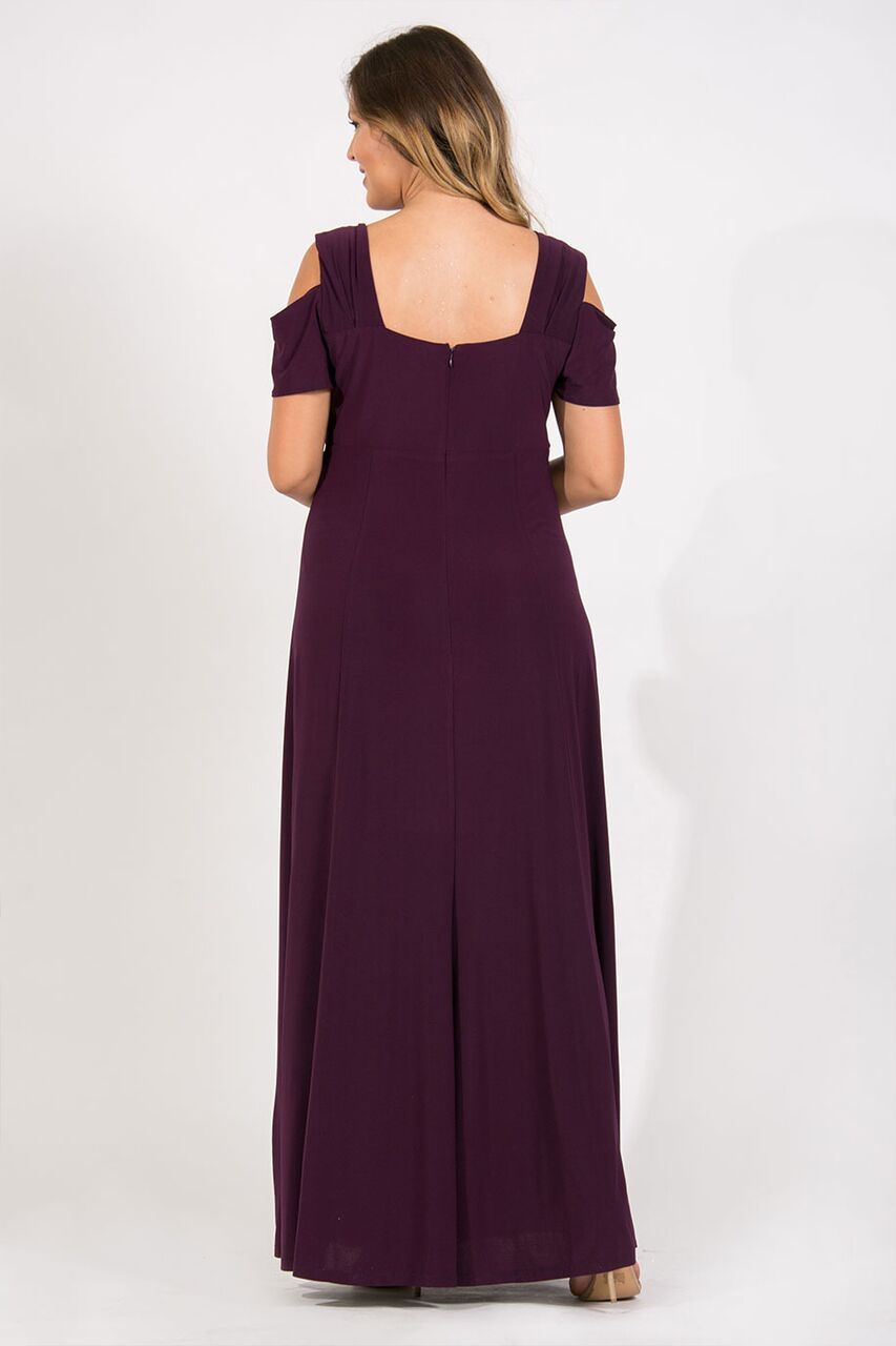 Vestido cold shoulder con strass en escote