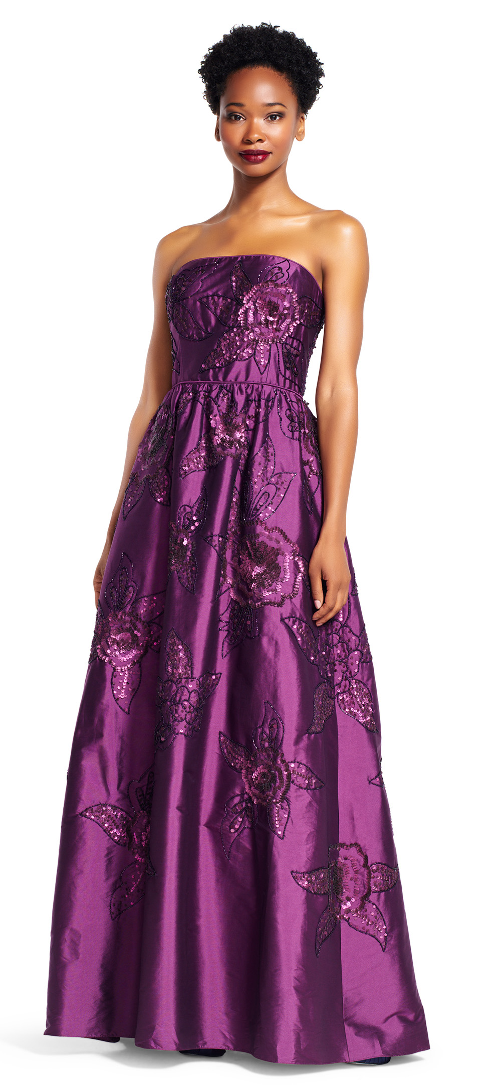 Vestido en tafeta bordada
