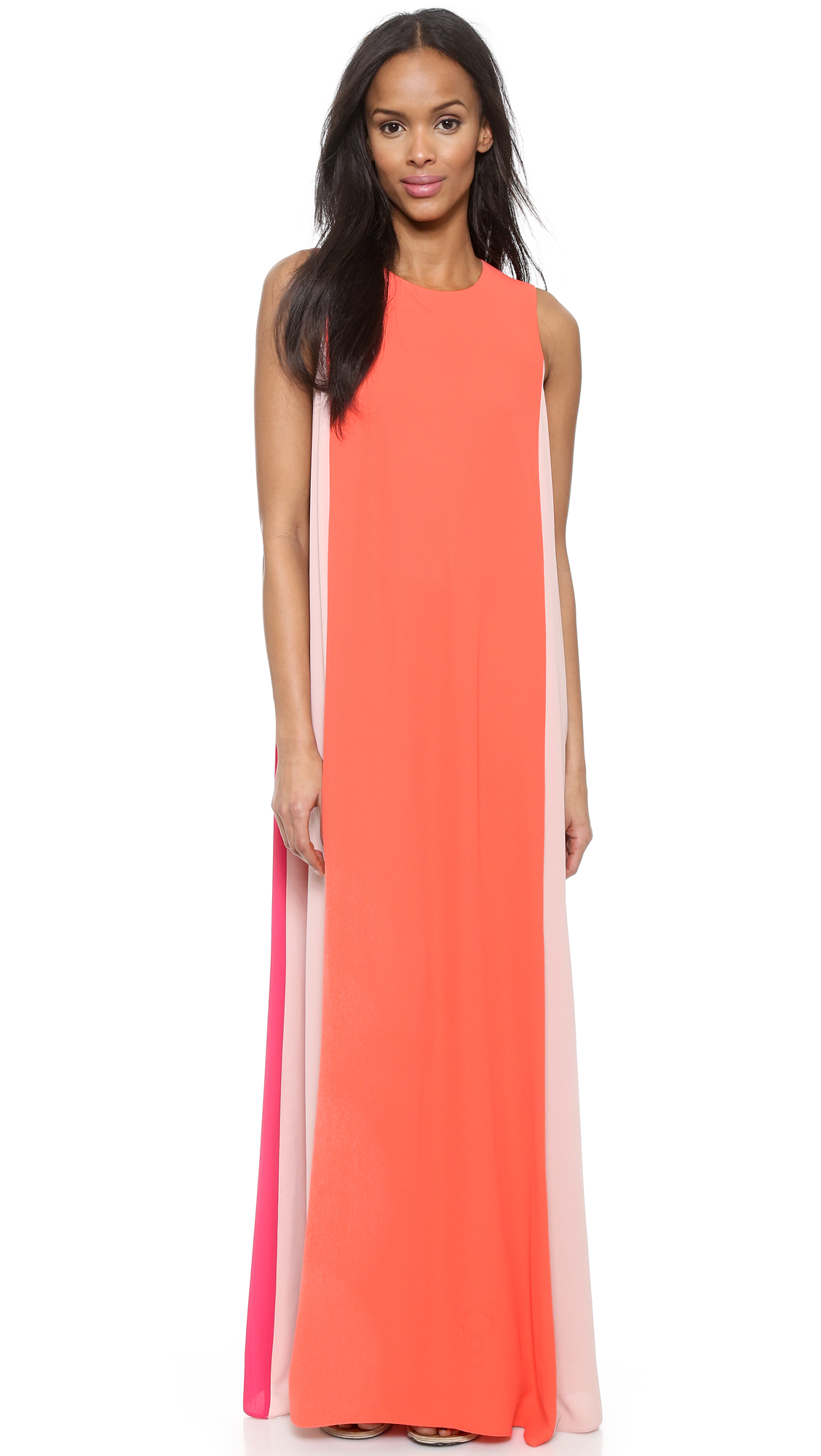 Vestido largo color block