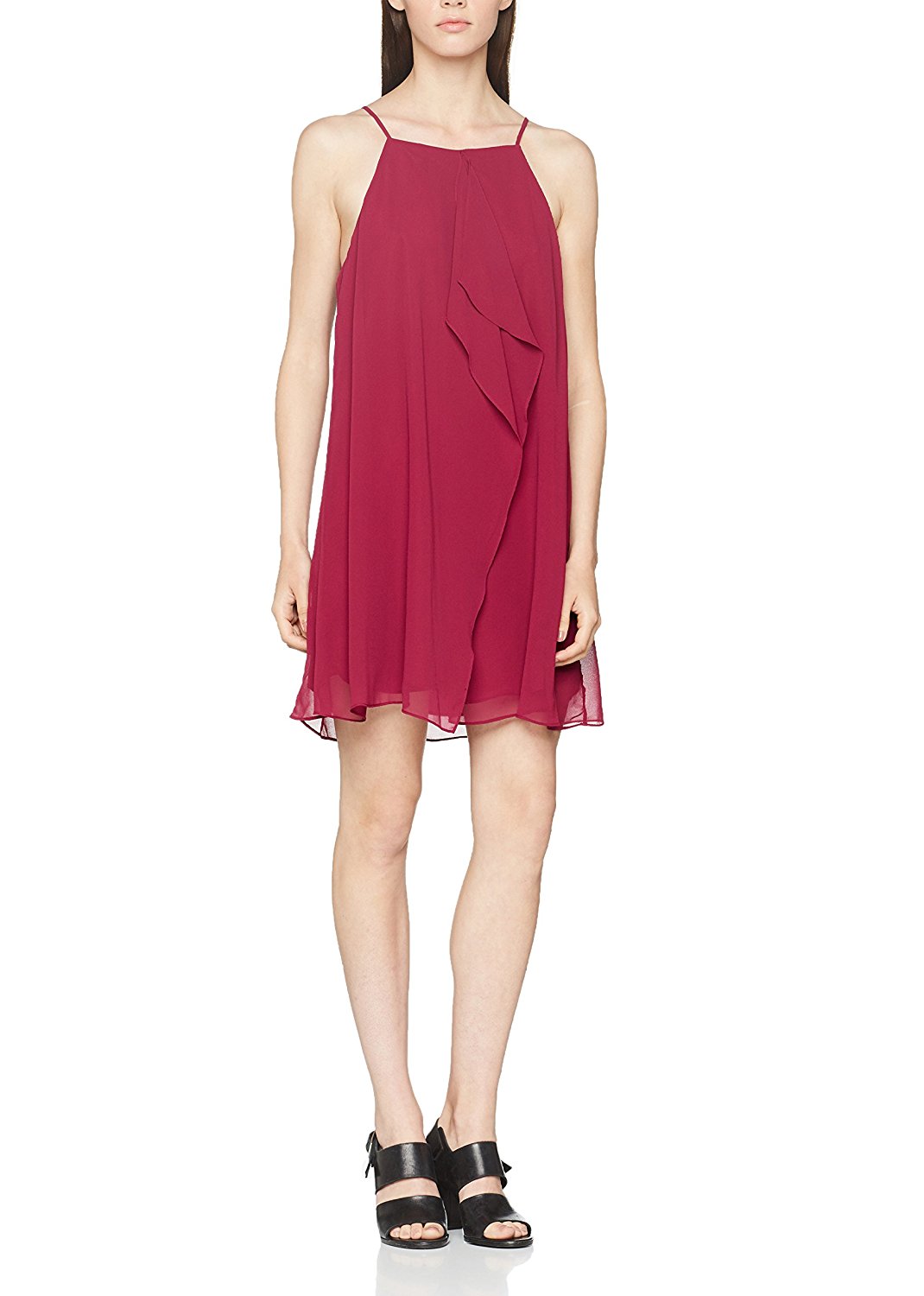 Vestido en gasa con volado al frente
