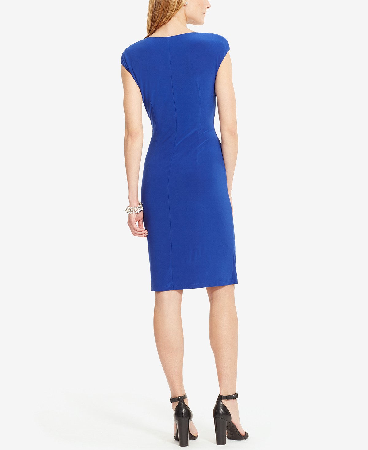 Vestido drapeado con volado