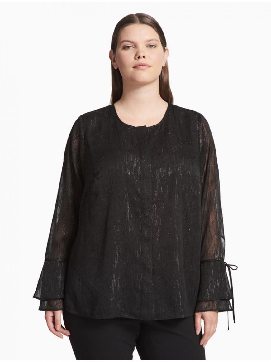 Blusa en gasa con manga larga