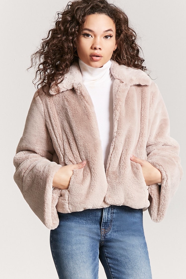 Chaqueta de piel rosa claro