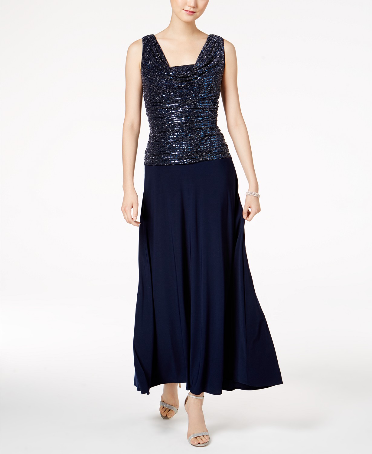 Vestido con top drapeado con piedras