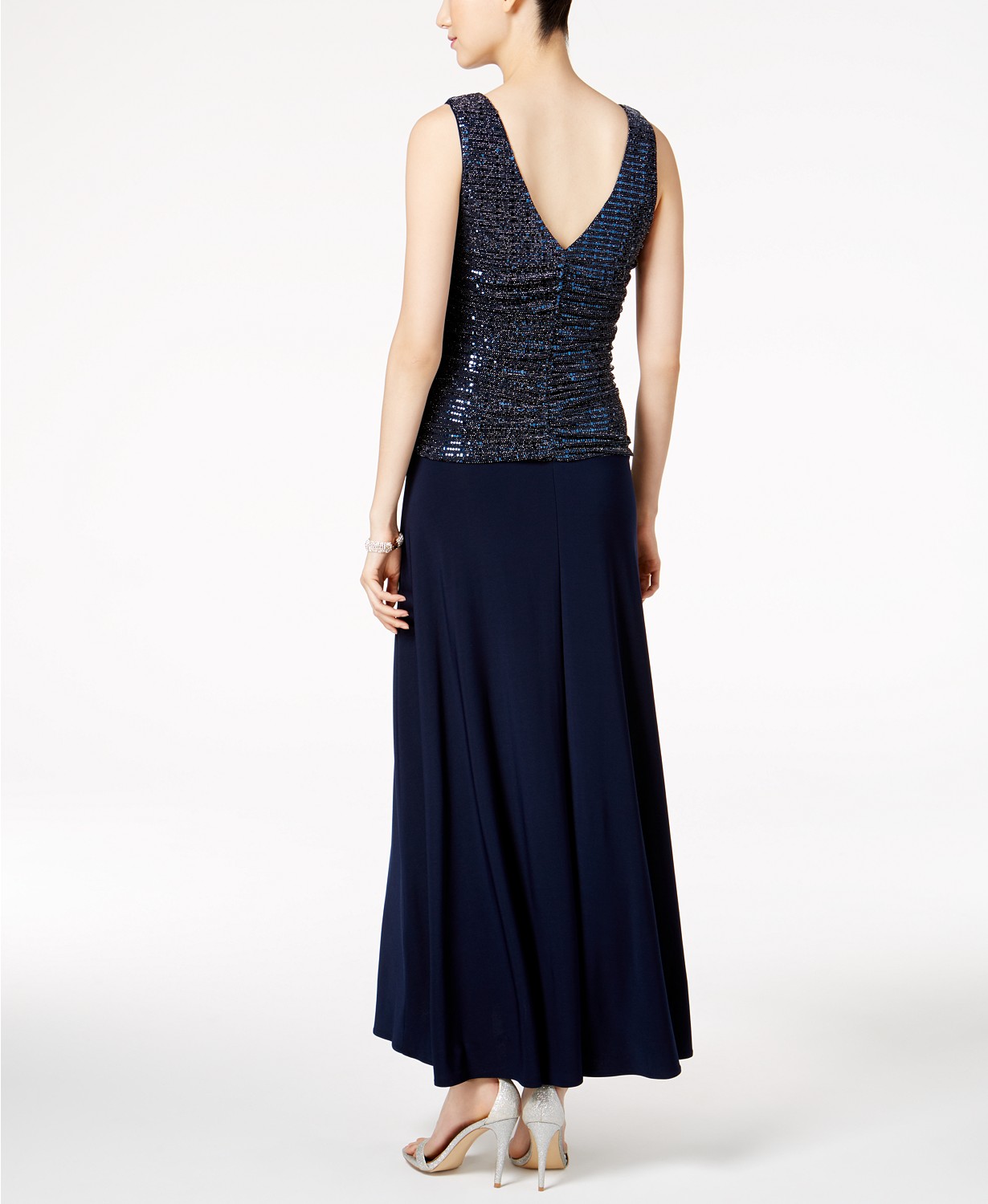 Vestido con top drapeado con piedras