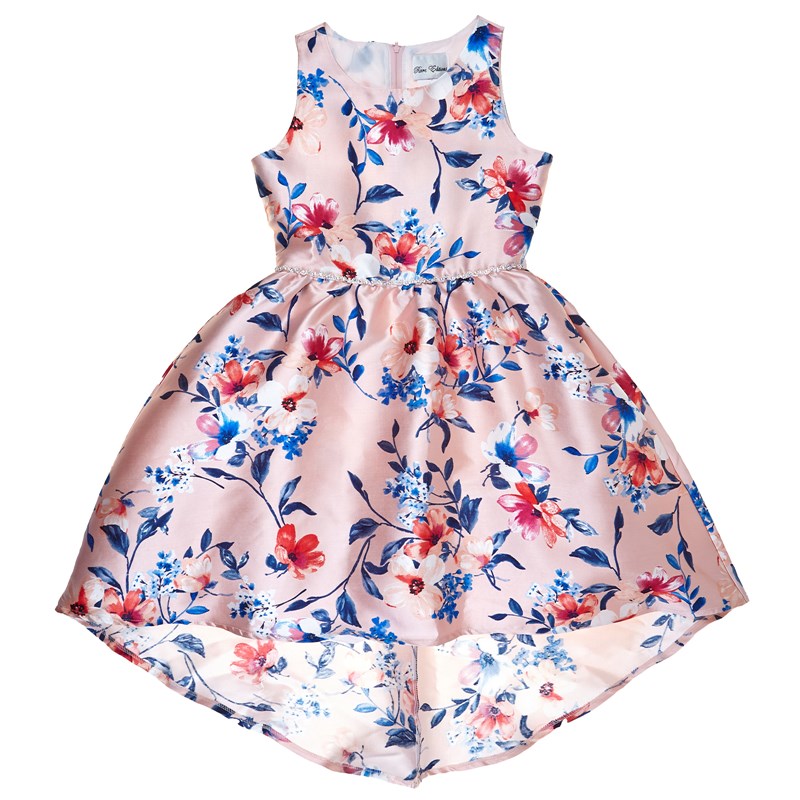 Vestido floreado con bordado en cintura