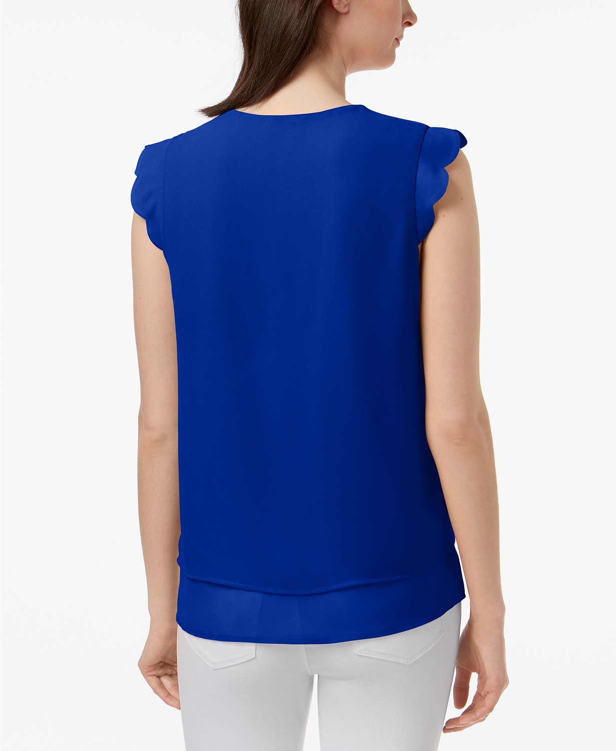 Blusa azul con detalle en escote