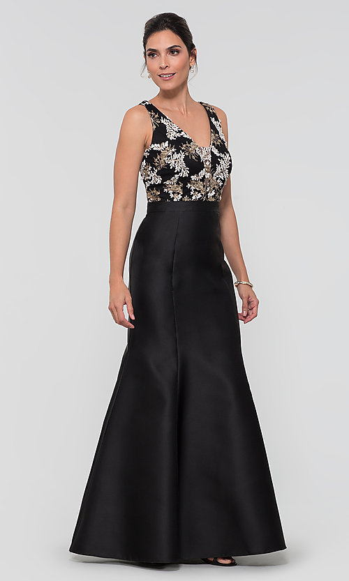 Vestido sirena con top bordado
