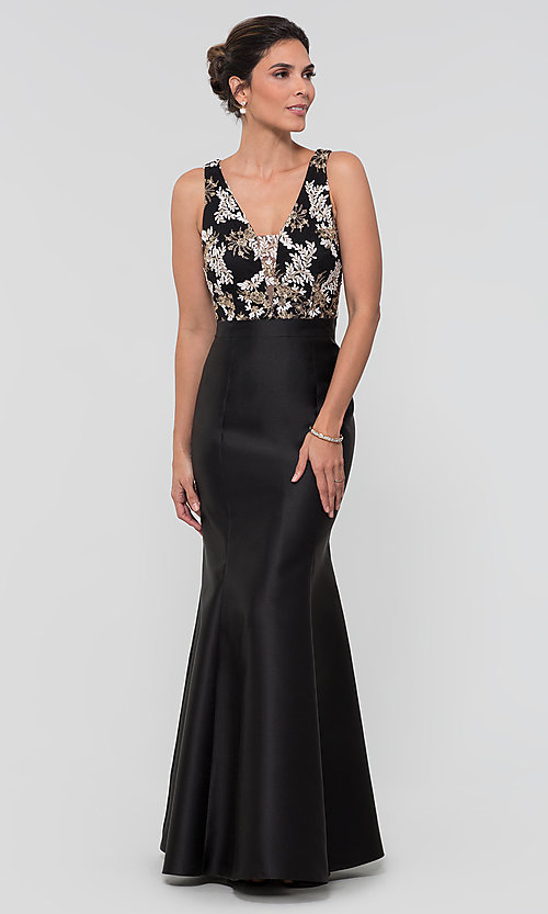 Vestido sirena con top bordado