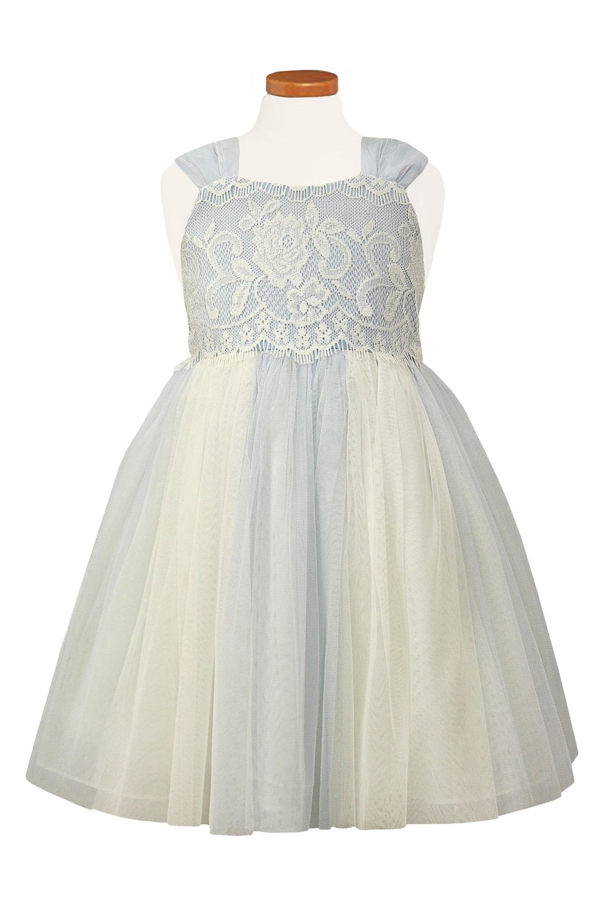 Vestido con top de encaje y falda en tul