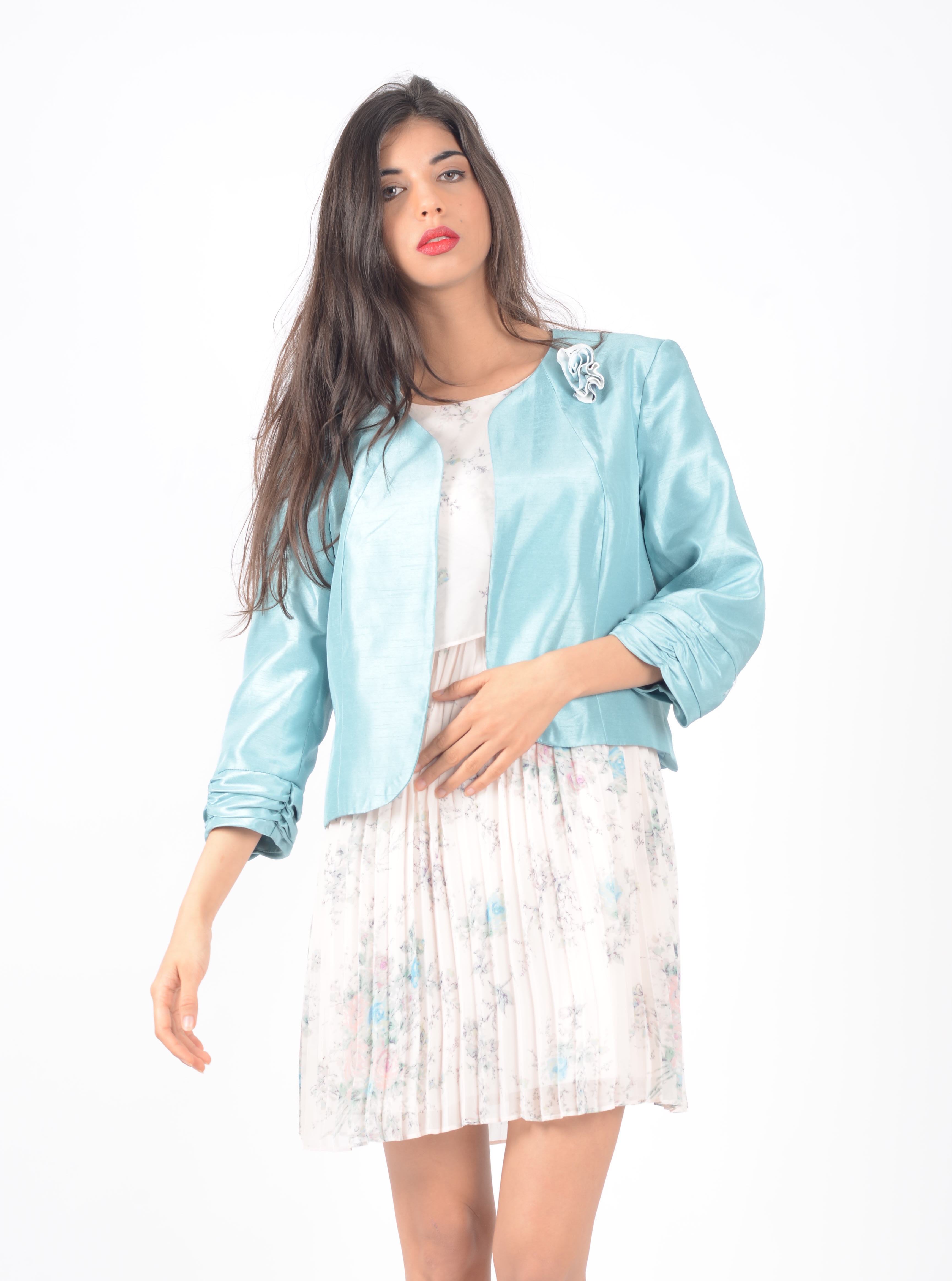 Chaqueta en tafeta verde agua