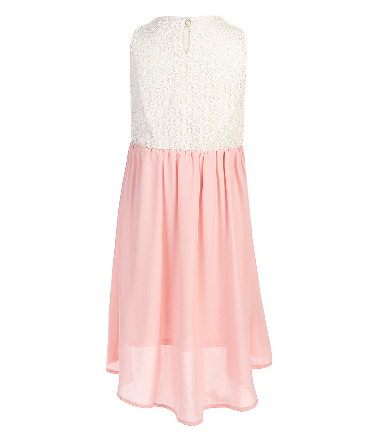Vestido con falda asimétrica y top en encaje cremita