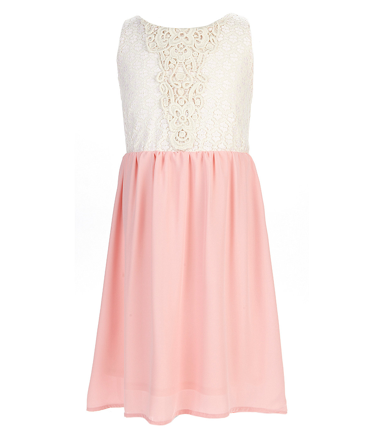 Vestido con falda asimétrica y top en encaje cremita