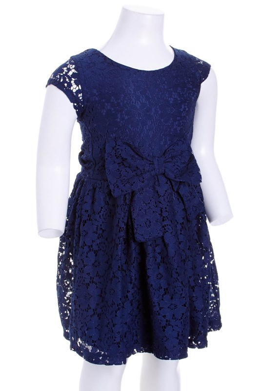 Vestido de encaje azul con moña