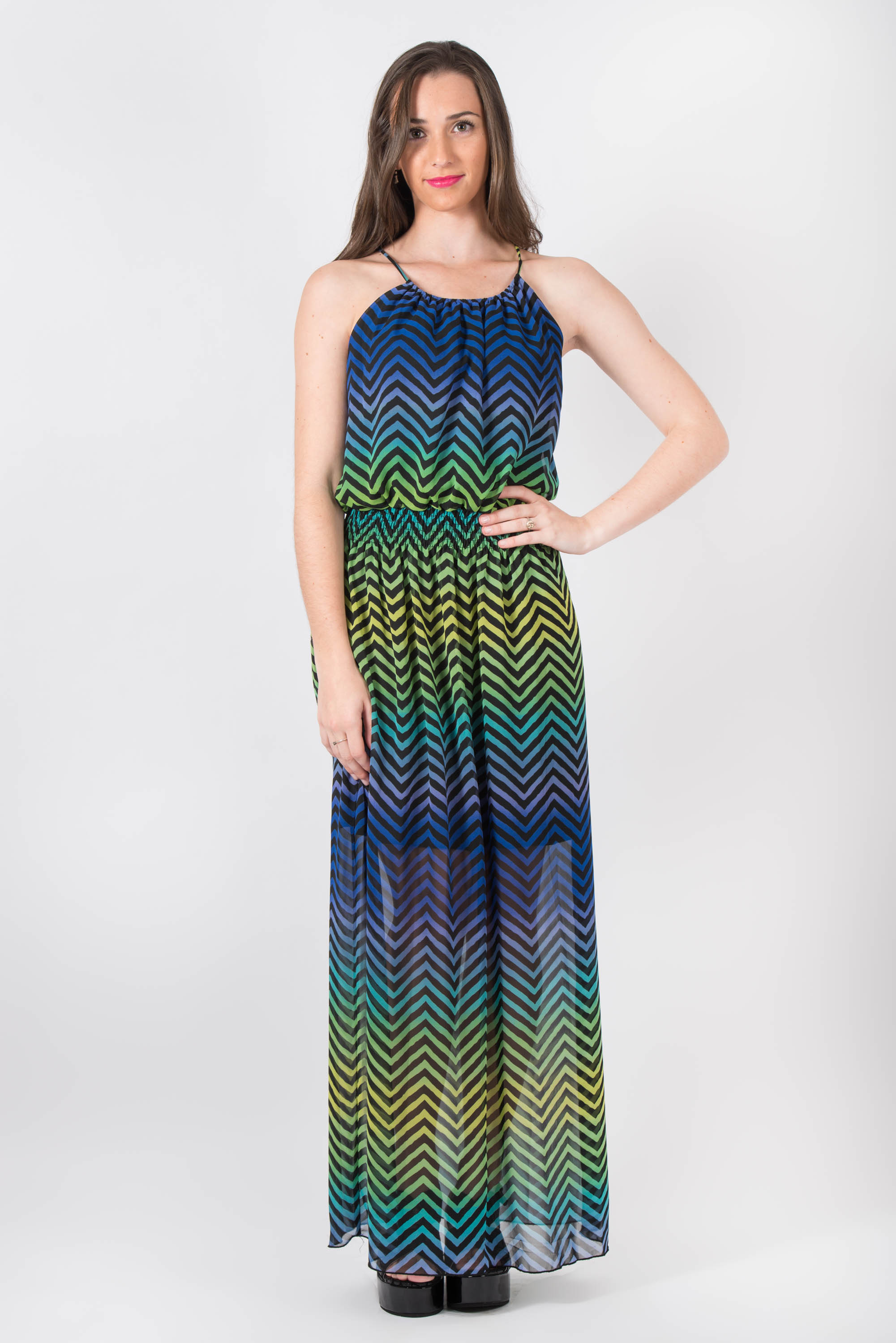 Vestido estampado con forro corto