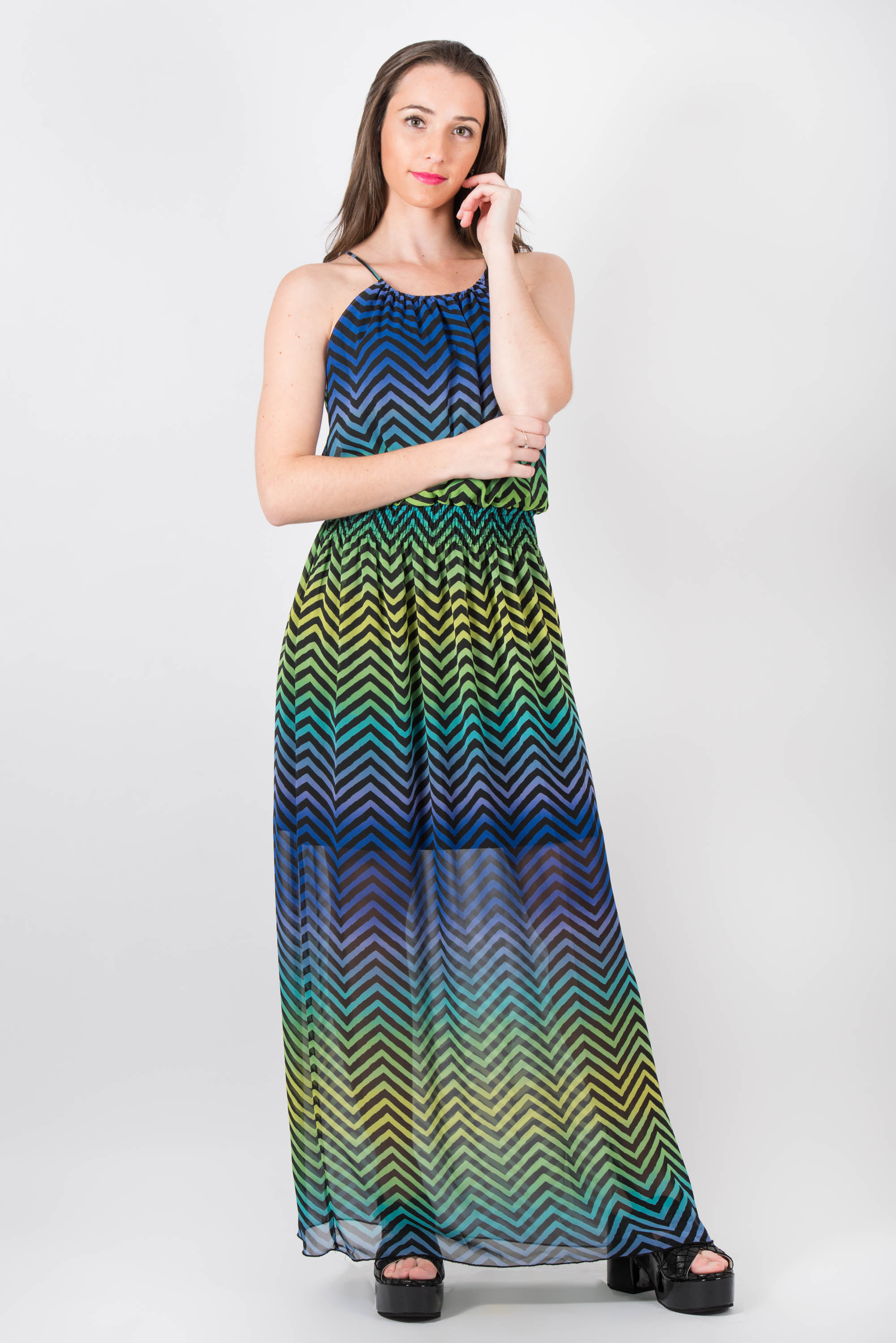 Vestido estampado con forro corto