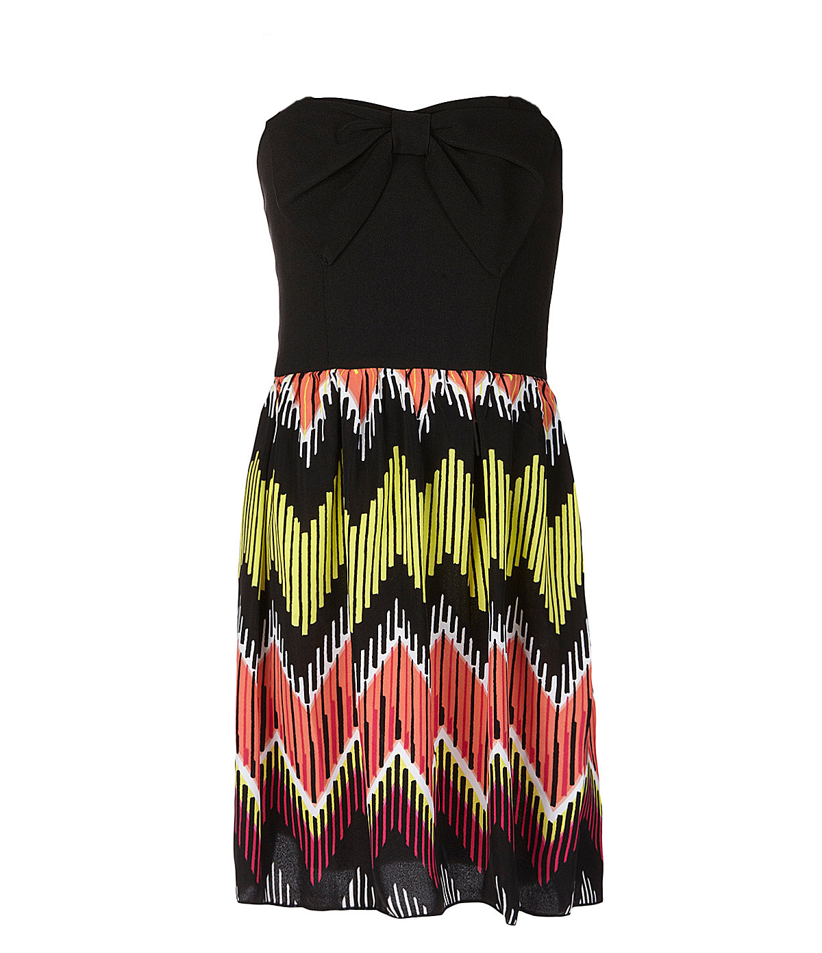 Vestido con falda estampada y moña en top