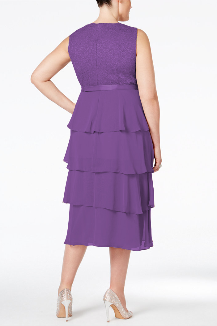 Vestido con top de encaje y volados