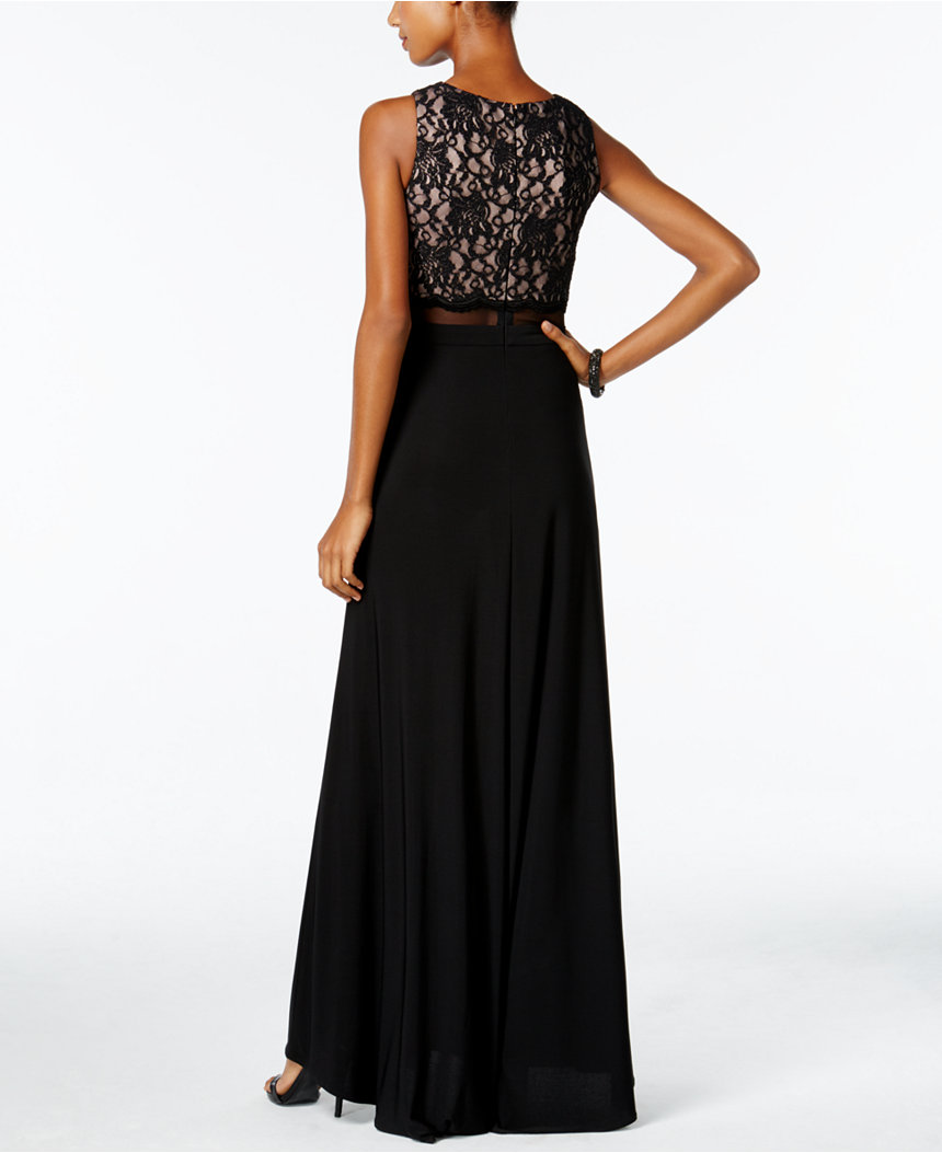 Vestido con top de encaje y transparencia en cintura