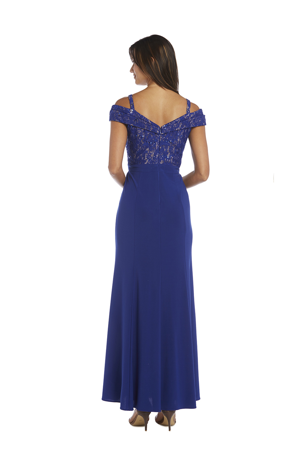 Vestido off the shoulder con top de encaje
