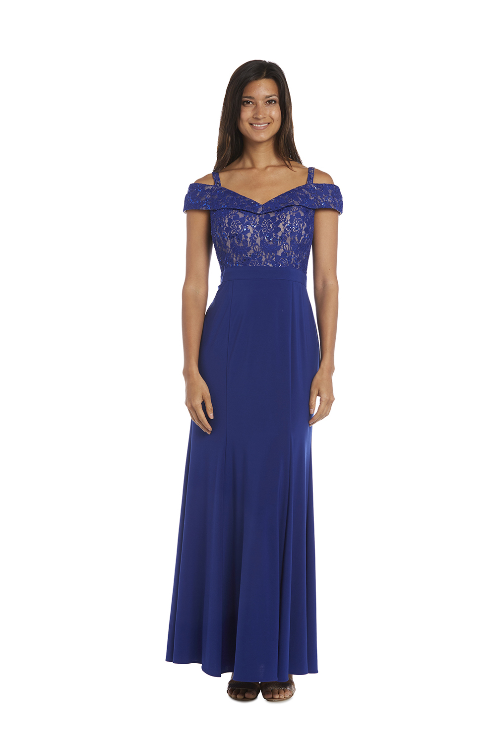 Vestido off the shoulder con top de encaje
