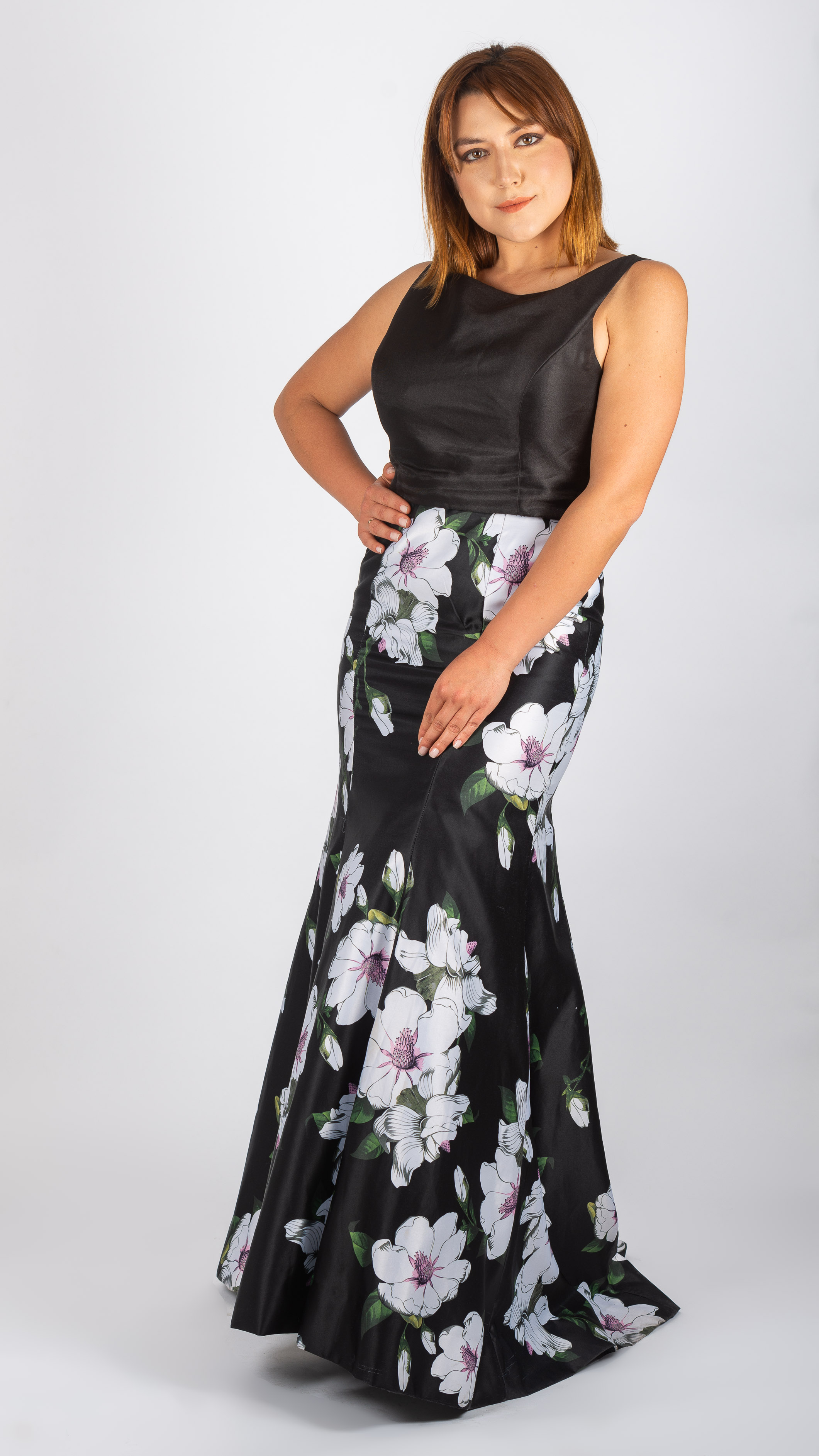 Pollera sirena floreada