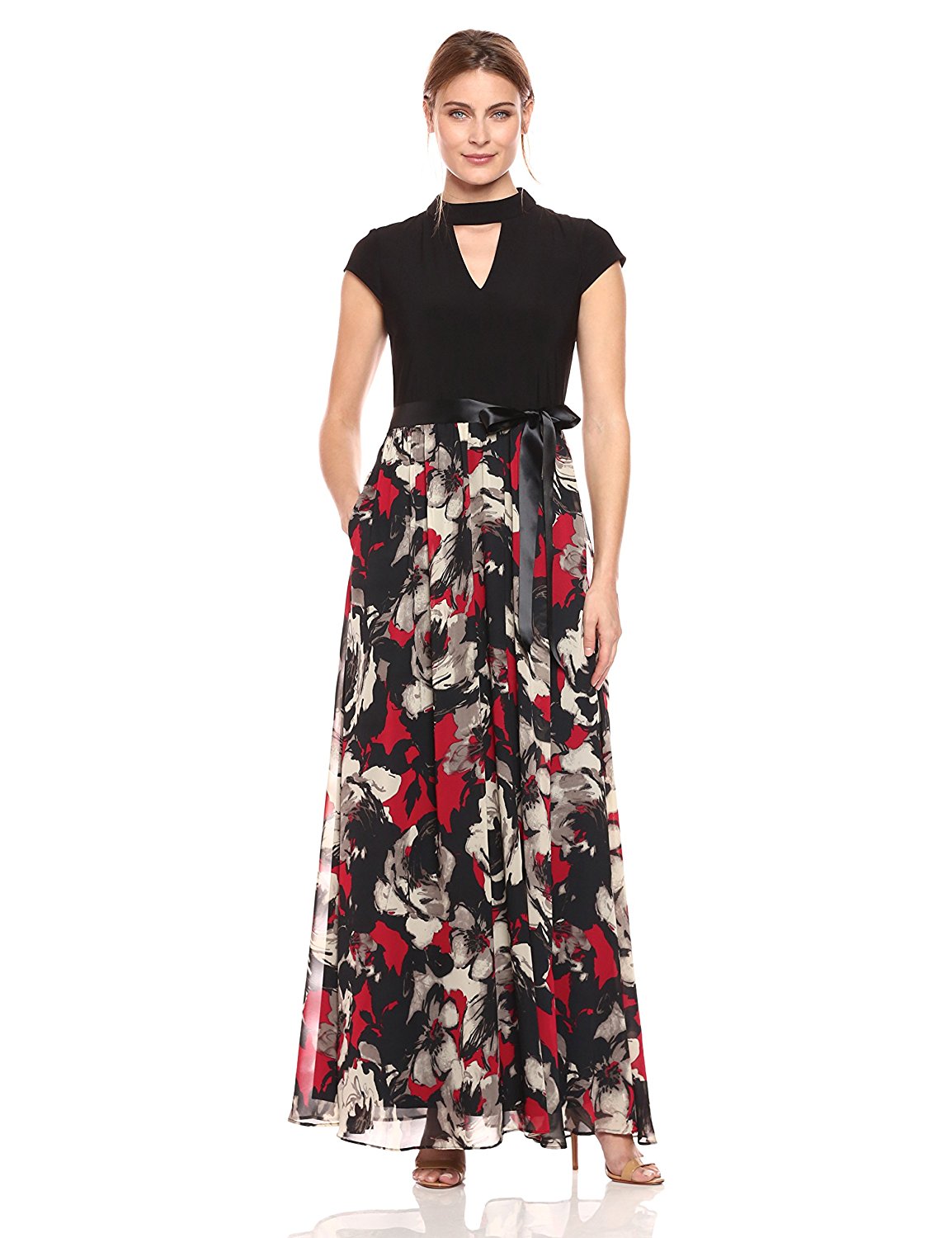 Vestido con falda en gasa estampada