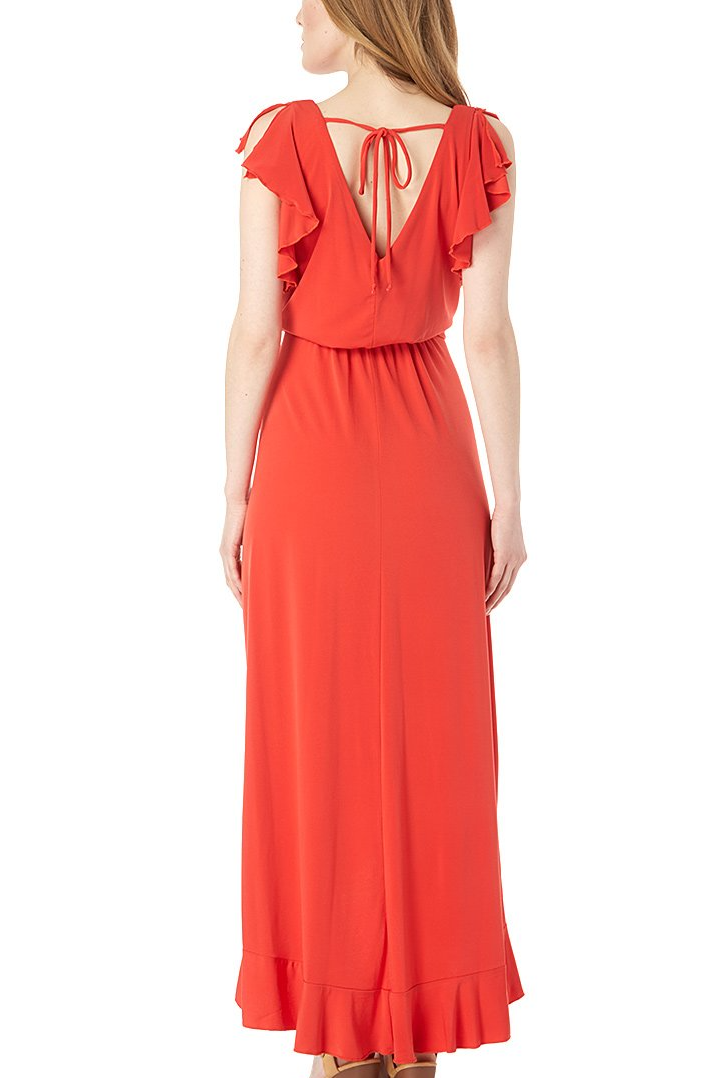 Vestido con volado en ruedo y mangas