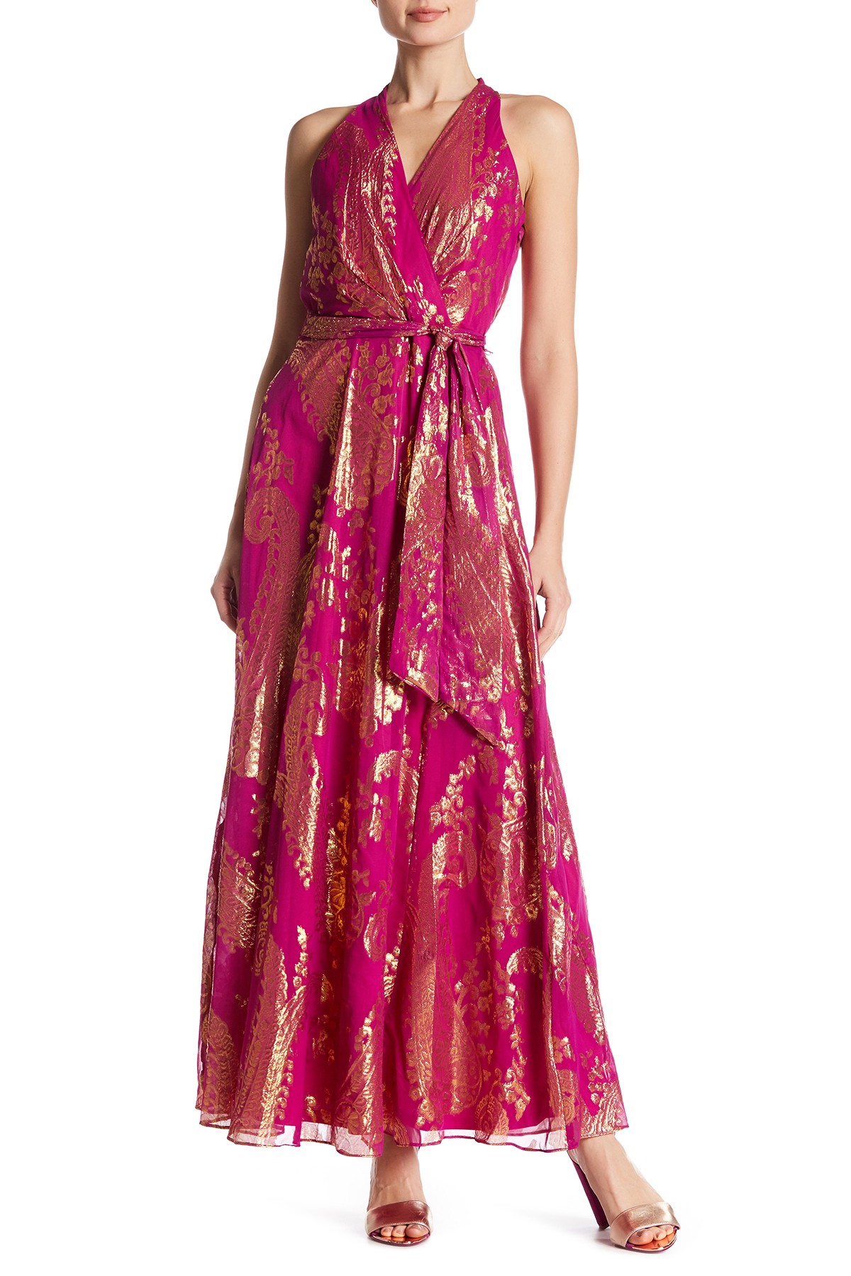 Vestido con escote cruzado y lazo