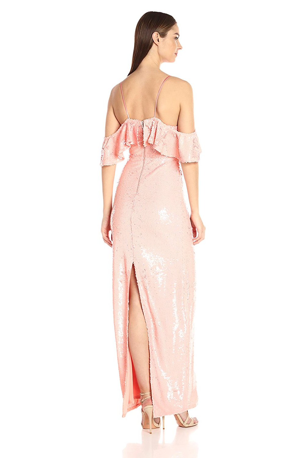 Vestido de lentejuelas cold shoulder con mangas caídas