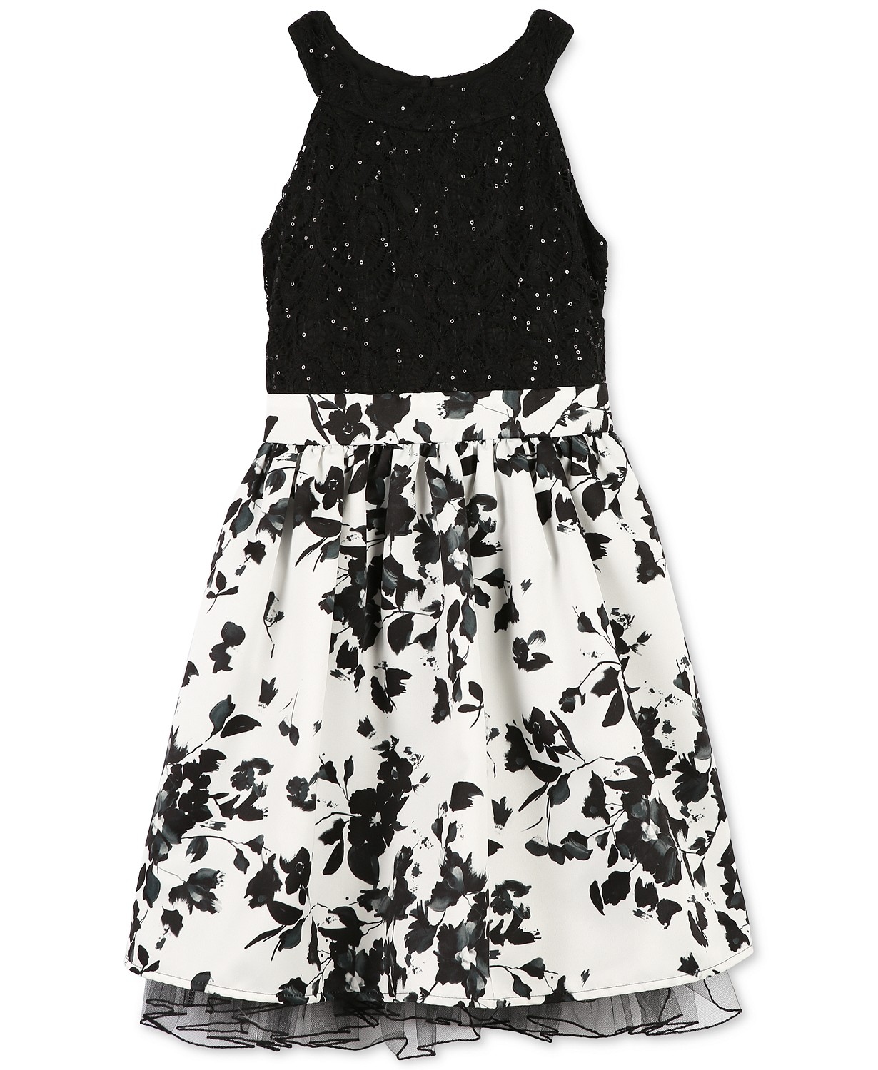 Vestido con top de encaje y falda floreada