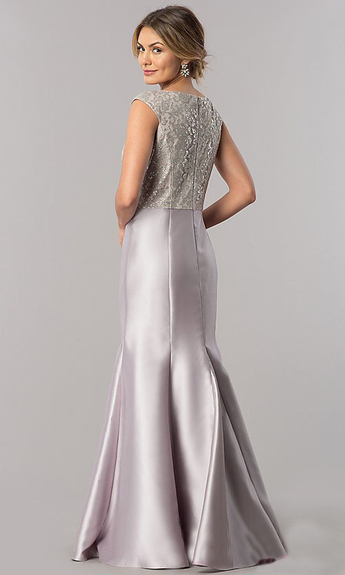 Vestido con top de encaje y falda en tafeta