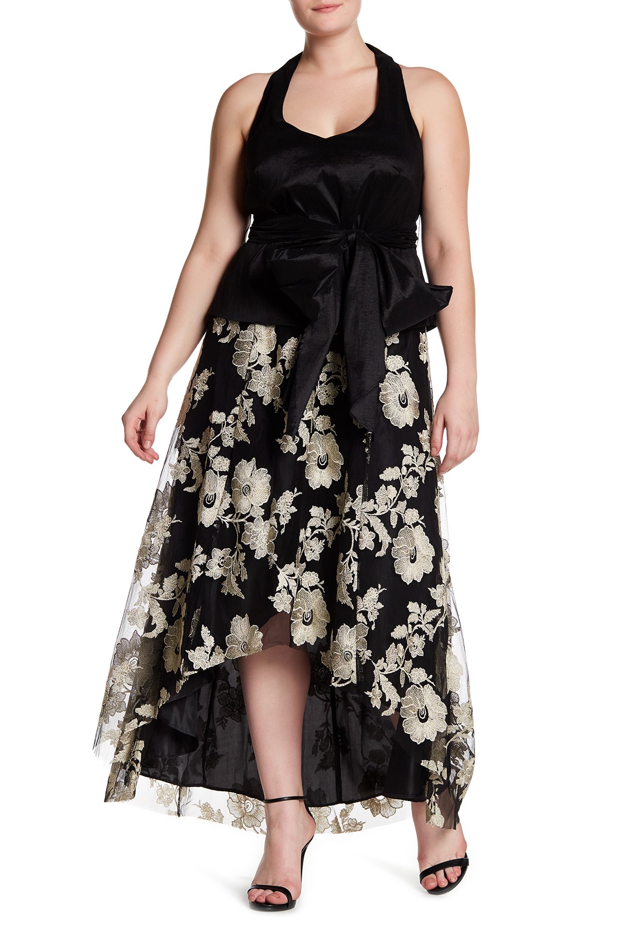 Vestido peplum con falda floreada