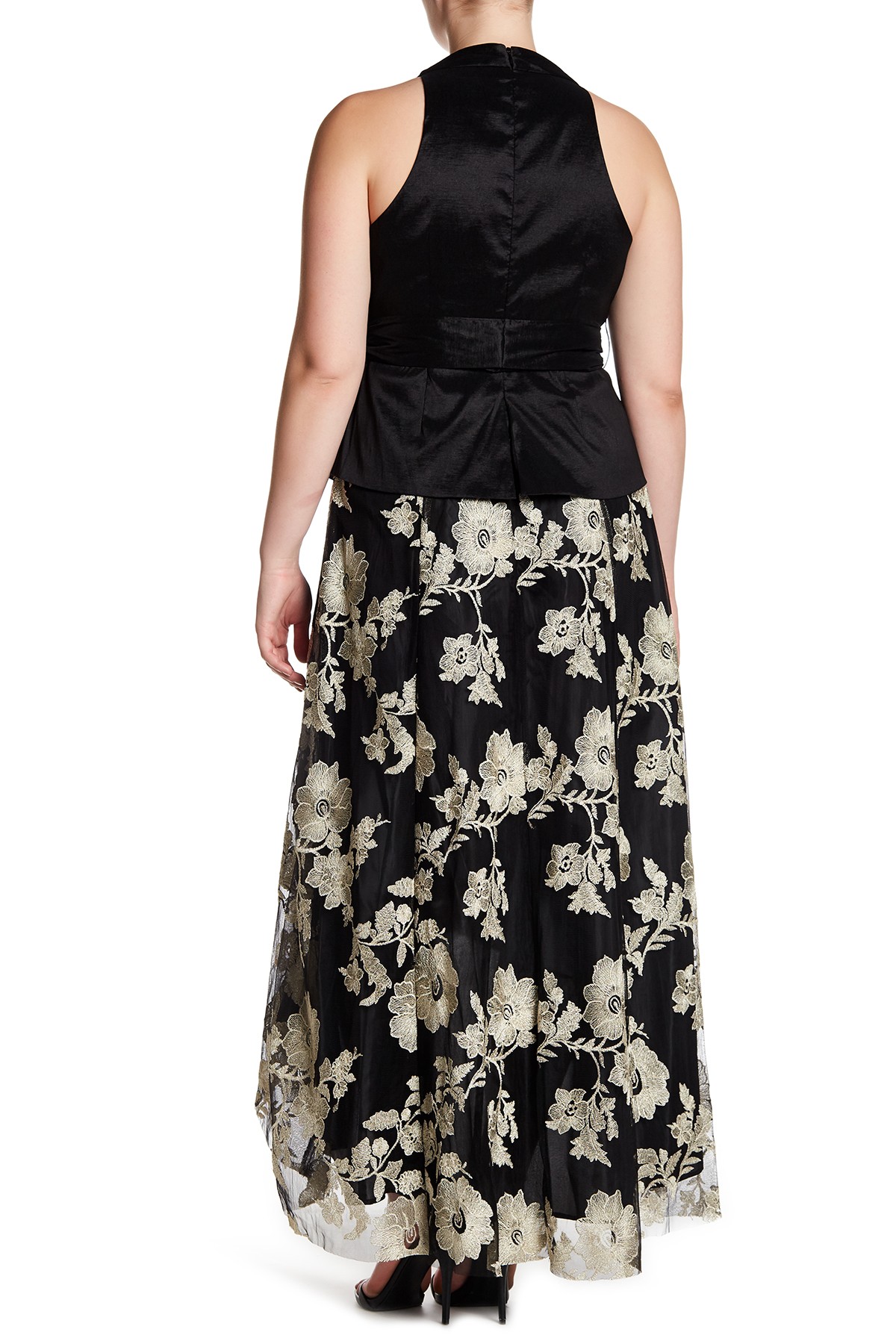 Vestido peplum con falda floreada