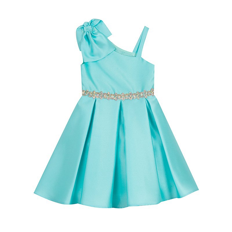 Vestido con moña en hombro y bordado en cintura