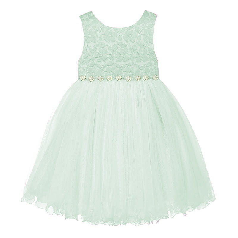 Vestido con perlas en cintura