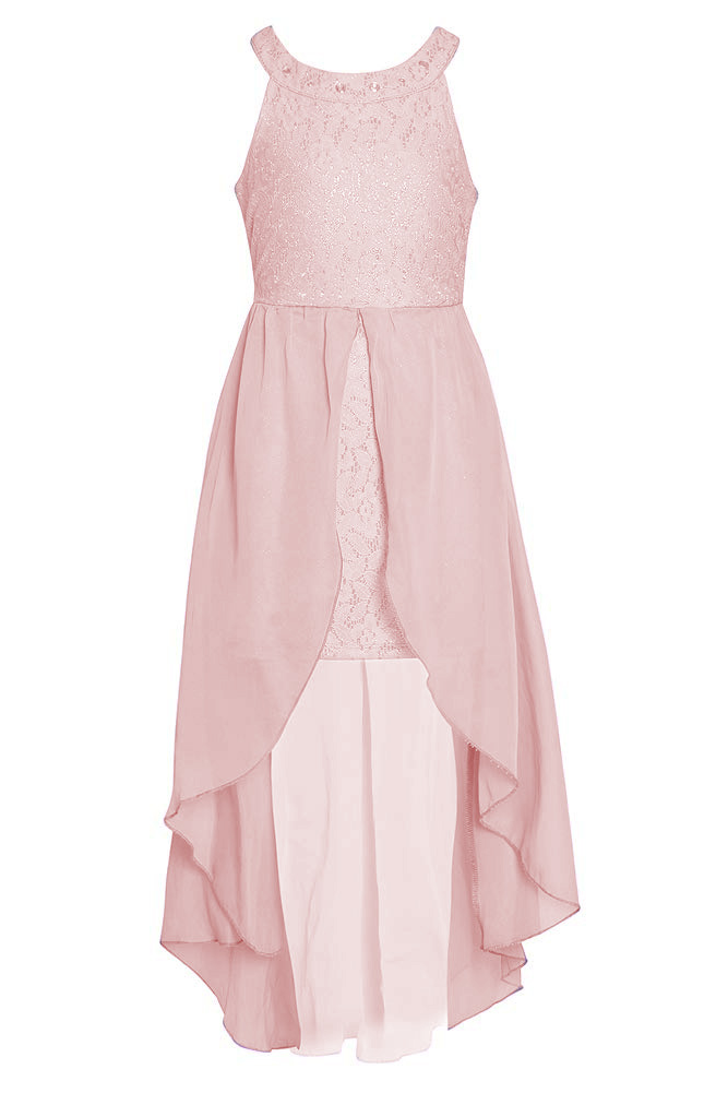 Vestido corto con gasa más larga