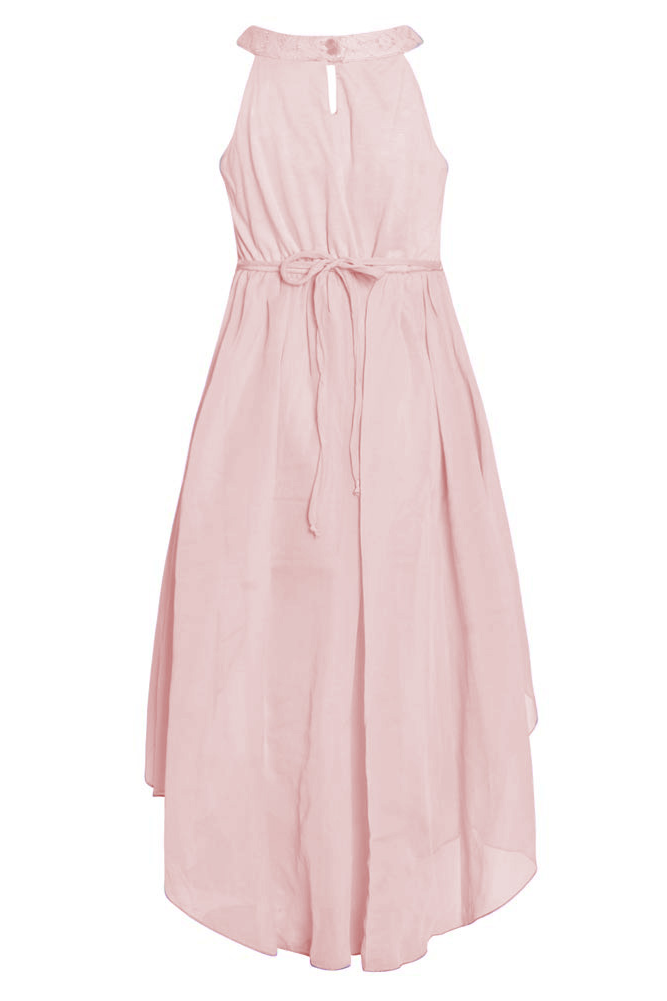 Vestido corto con gasa más larga