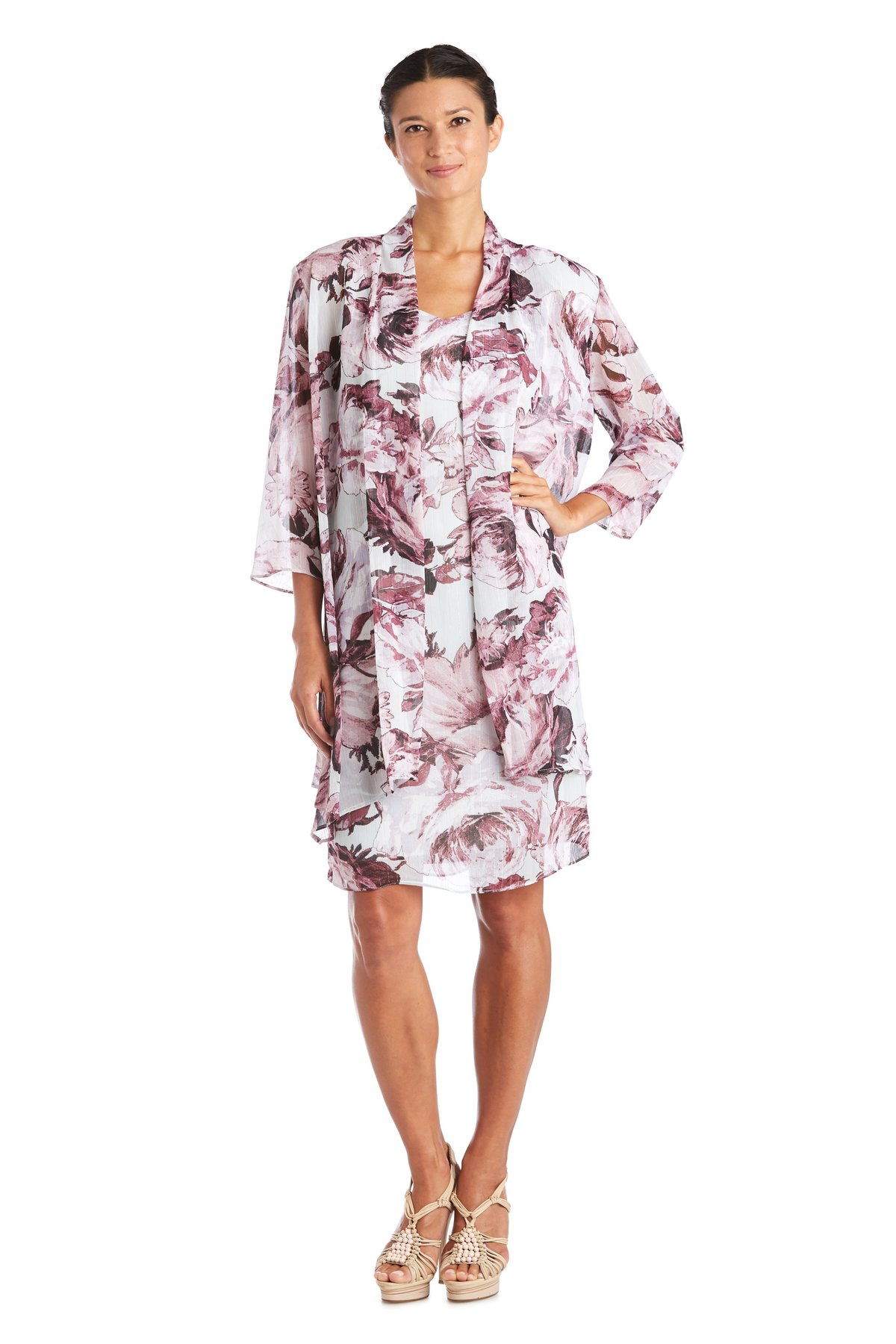 Conjunto de vestido y chaqueta floreado
