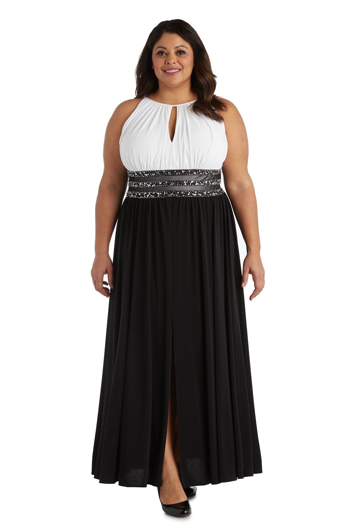 Vestido con top blanco y bordado en cintura