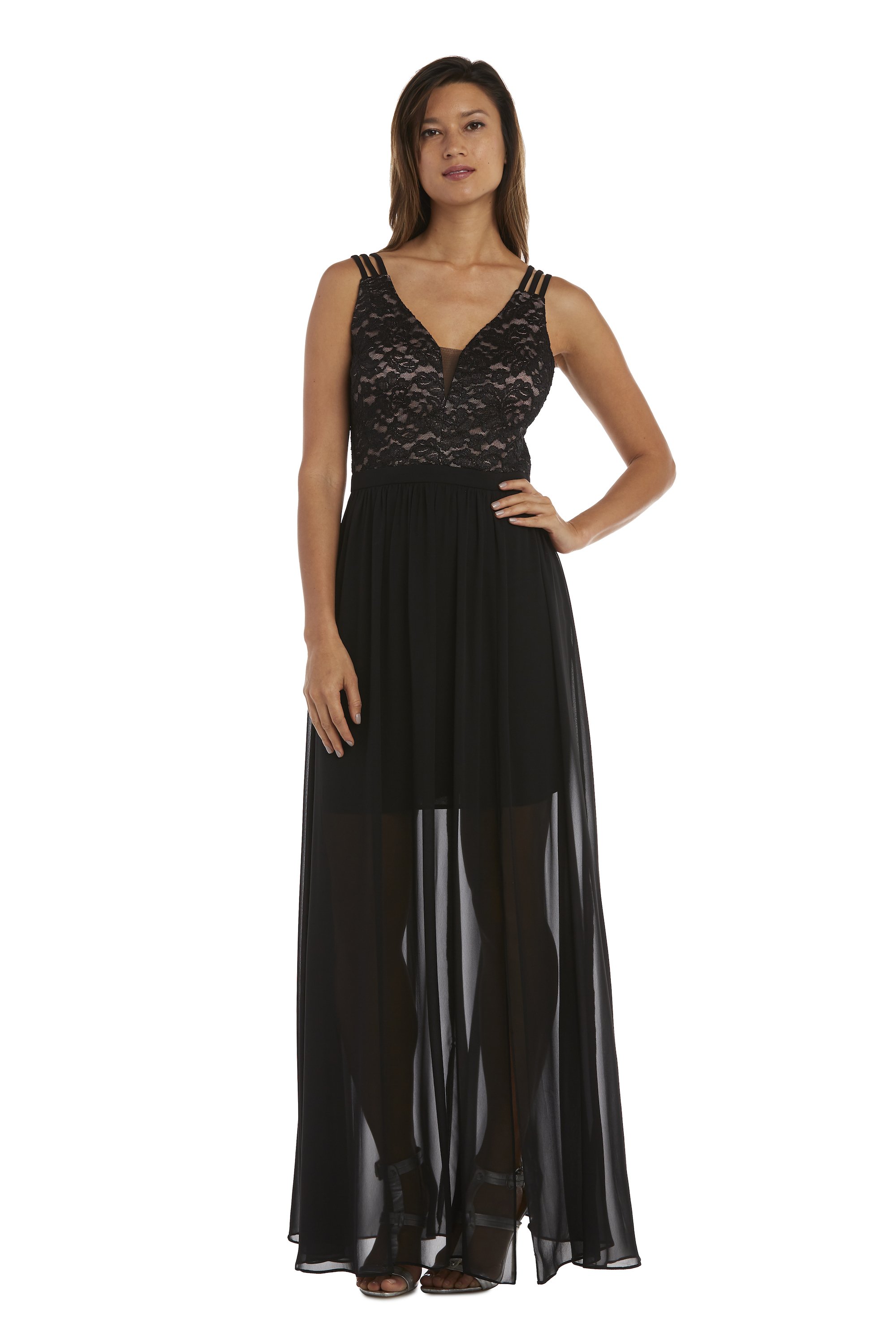 Vestido con top de encaje y forro corto