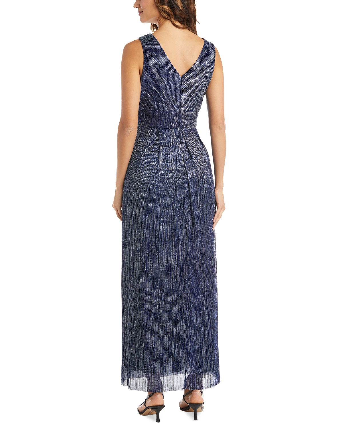 Vestido azul con hilos plata
