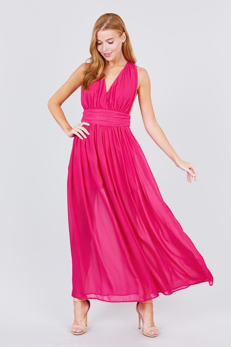 Vestido en gasa con detalle en espalda