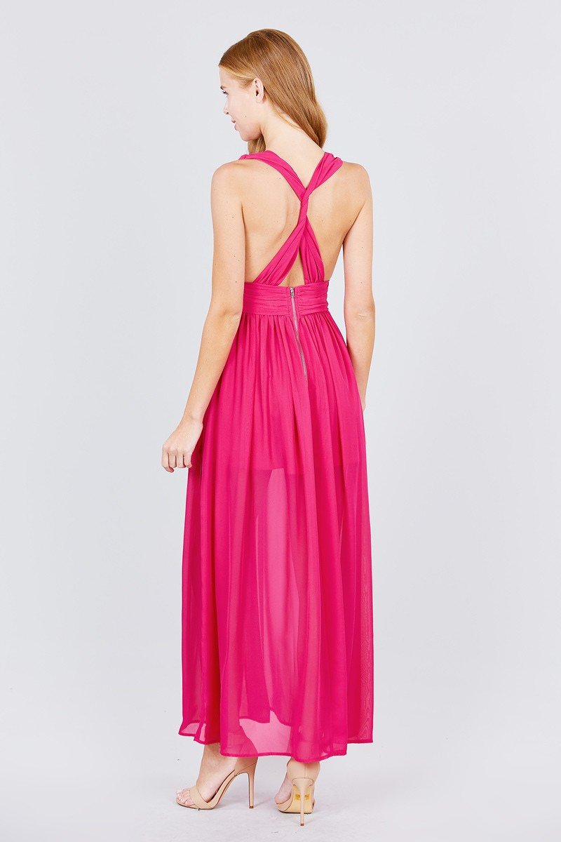 Vestido en gasa con detalle en espalda