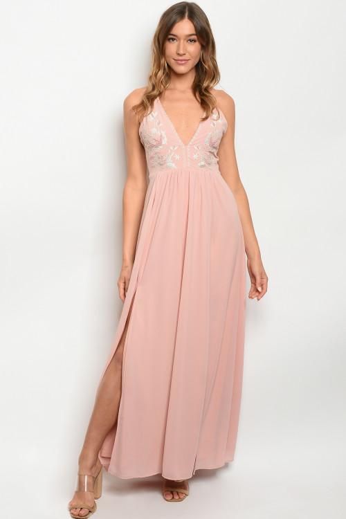 Vestido con top bordado y espalda cruzada