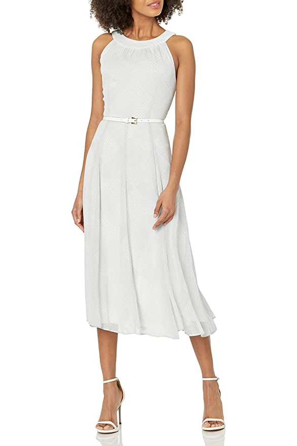 Vestido en gasa con cinto