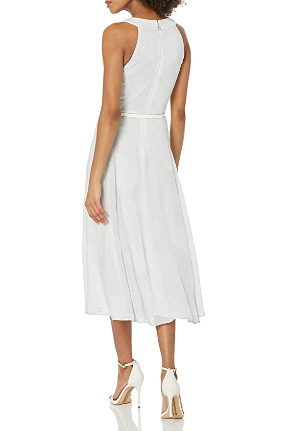 Vestido en gasa con cinto