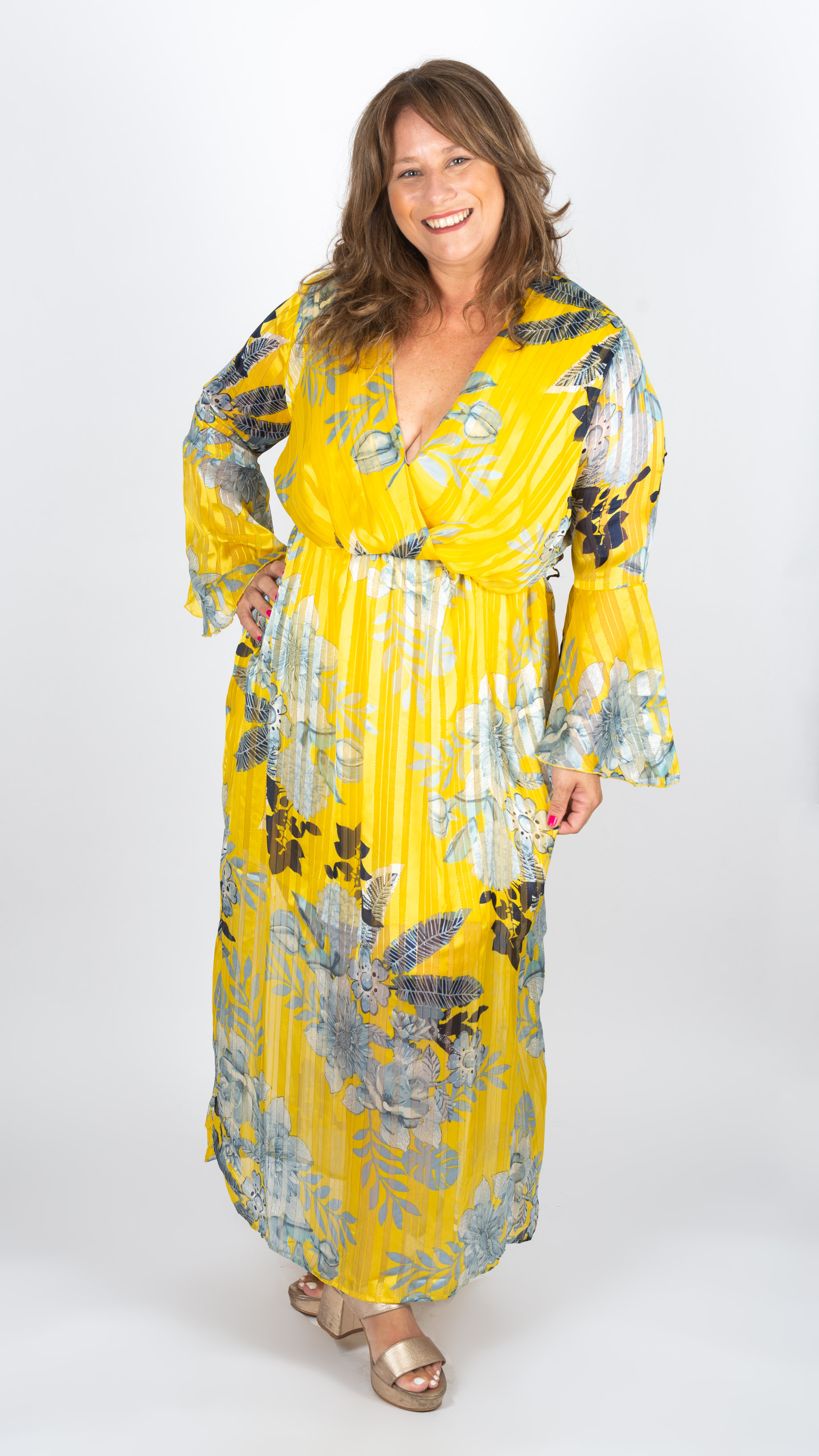 Vestido estampado con manga 3/4